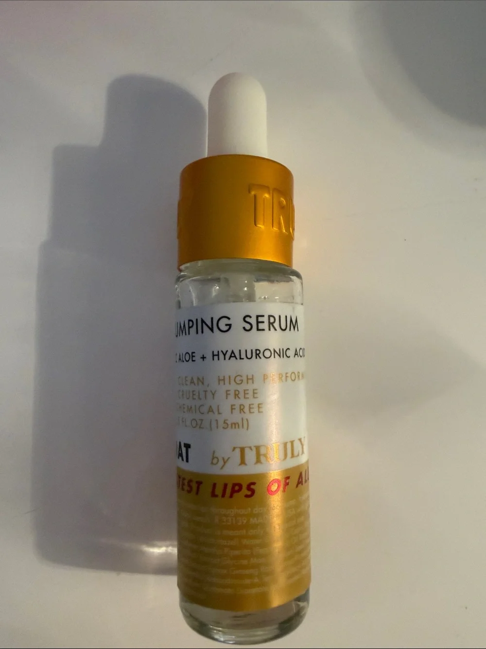 TRULY GLOAT Lip Plumping Serum — Gold & White Dropper applied,5 oz. NWT.perfect.